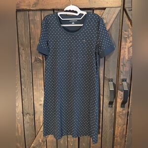 TOMMY Hilfiger Tshirt dress, Navy with off white polka dots. Size S